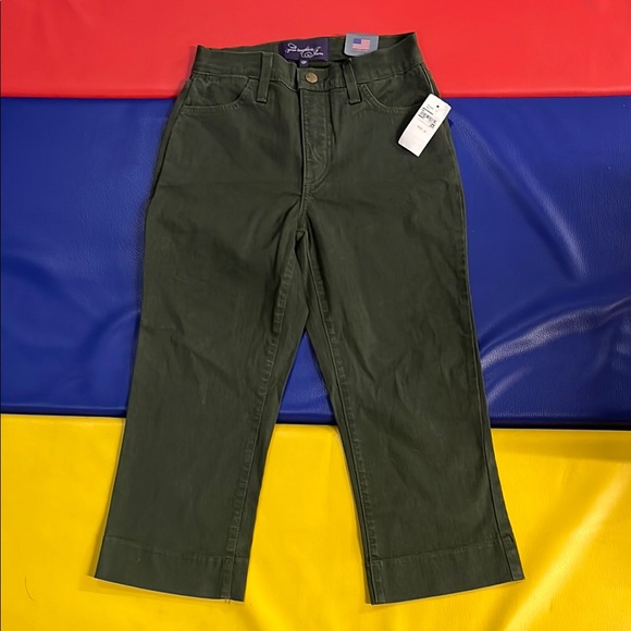 NYDJ Green crop pant NWT 0P not your daughters jeans lift and tuck pant made USA - Picture 1 of 5